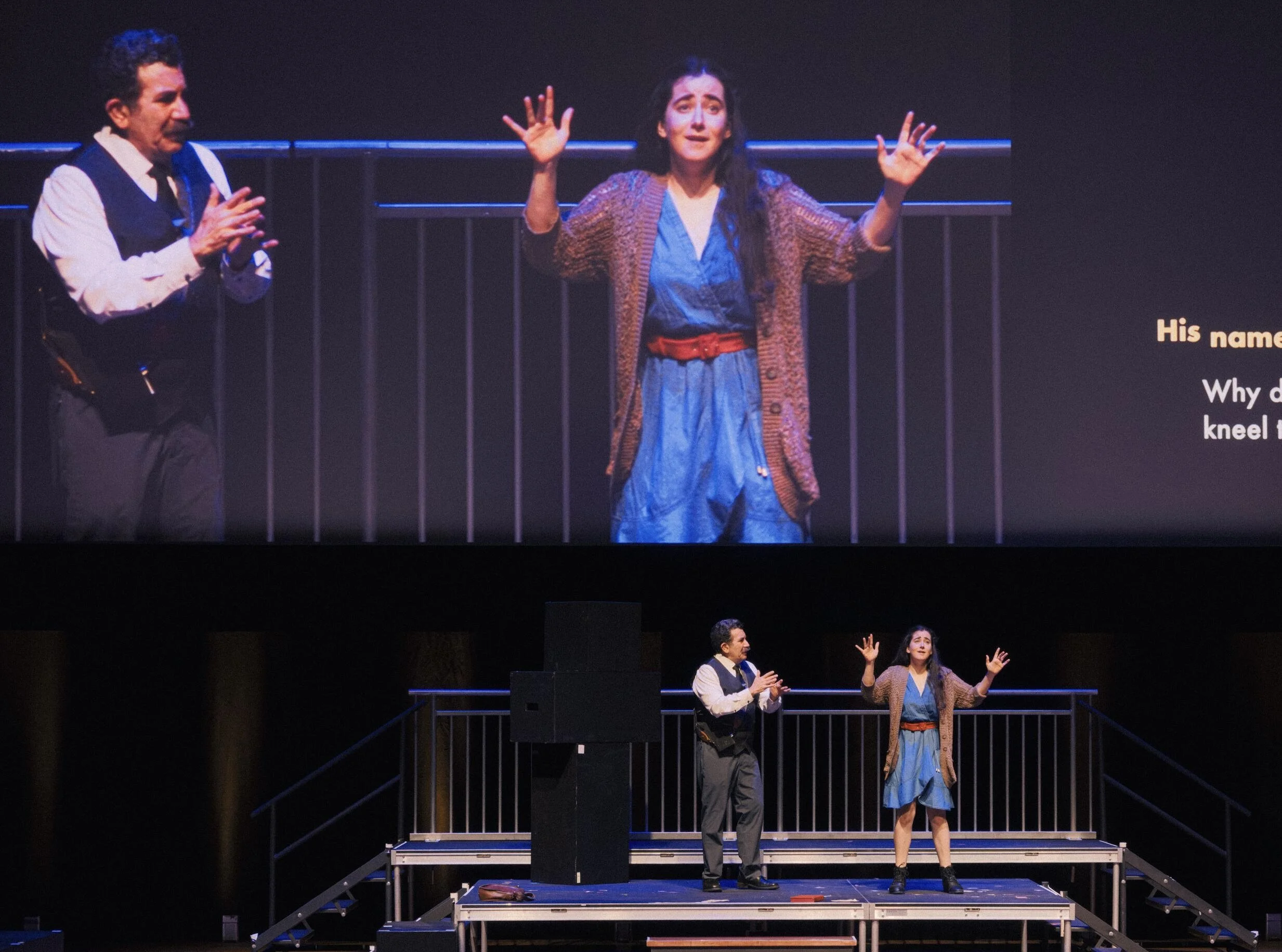 Frank Dattolo (Preacher) and Erin Rosenfeld (Violet) in Deaf Broadway's "Violet" at Lincoln Center