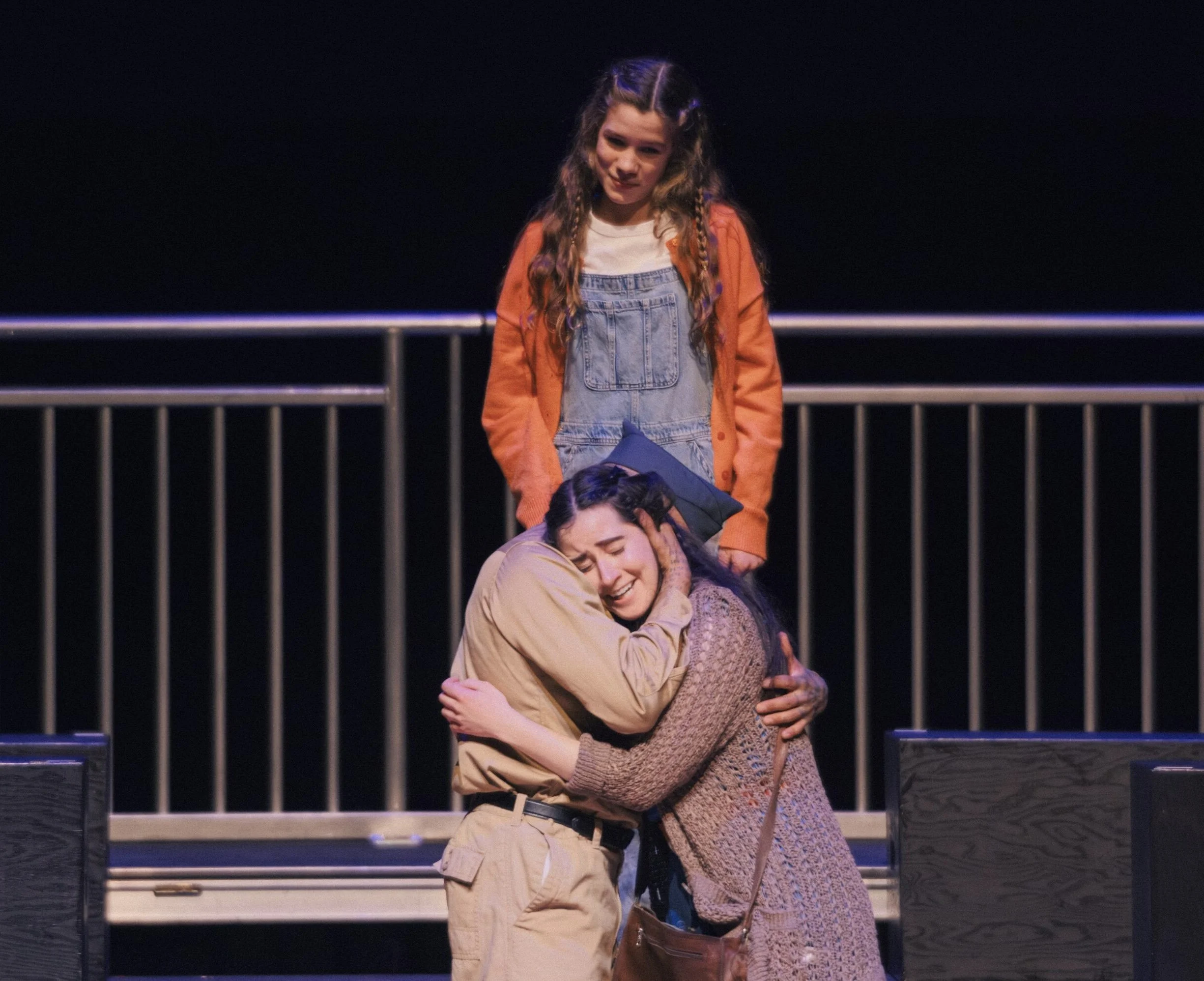 Alona Jane Robbins (Young Vi), Rayly Aquino (Flick), and Erin Rosenfeld (Violet) in Deaf Broadway's "Violet" at Lincoln Center