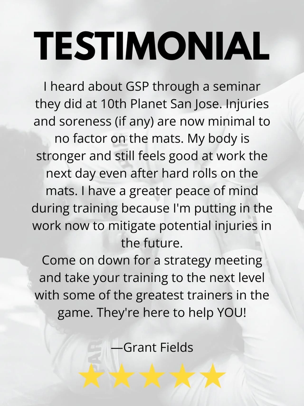 Thank you for the kind words @fieldao.fields.22 ! Super proud of you! Keep up the hard work 💪
&bull;
If you&rsquo;re interested in how we can help you move, feel, and perform better on the mats, tap the link in bio to sign up for a FREE strategy ses