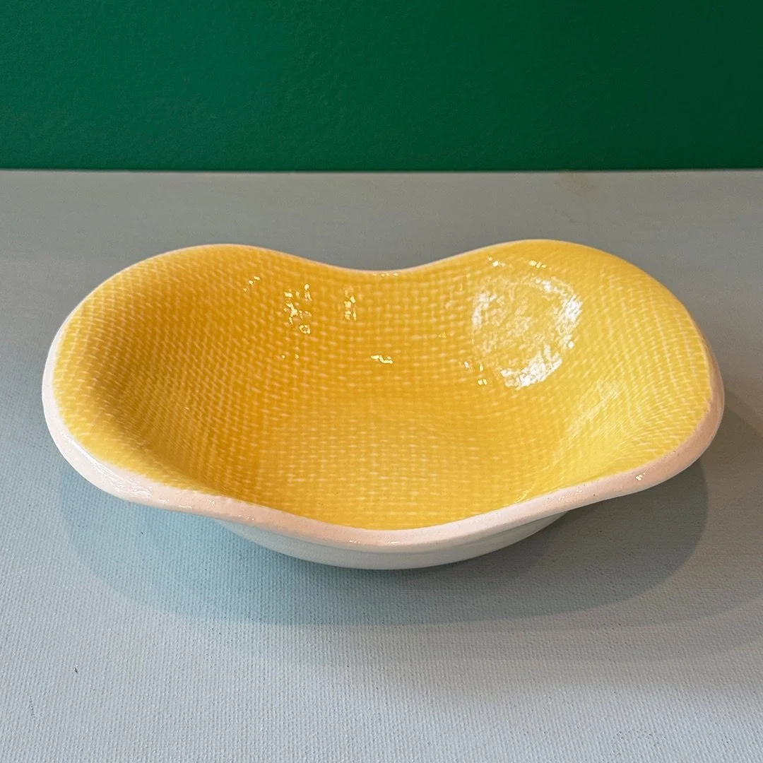 Vintage French Rectangle Dish Yellow