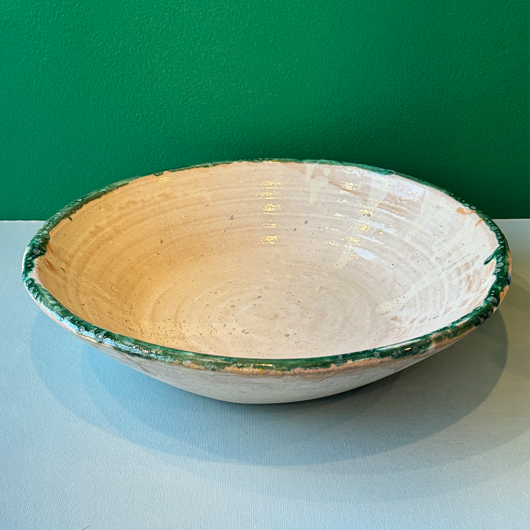 Southern Italian Bowl Large Blush with Green Edging