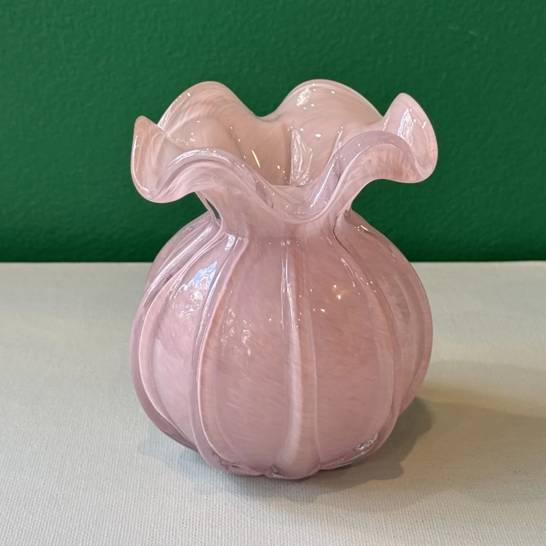 Fluted Glass Vase Pink