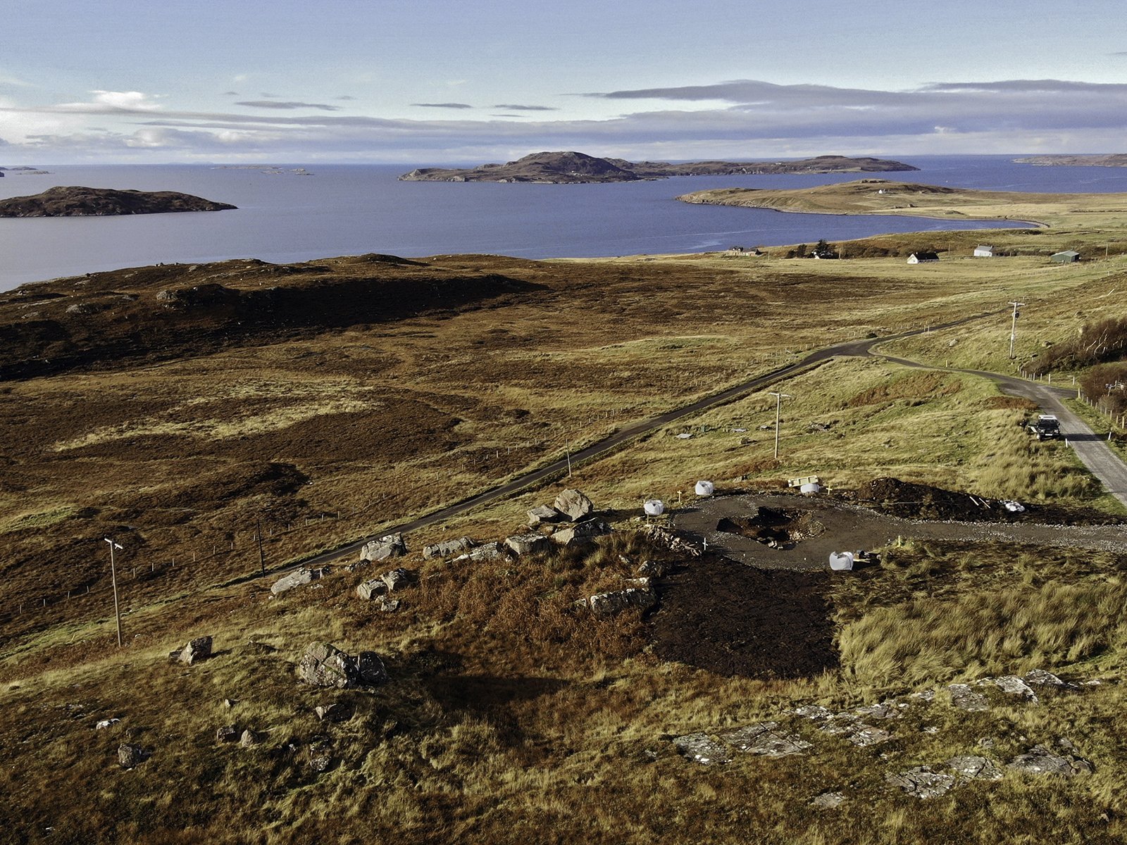 The Achavraie site prepared for erection of the 4 stone monoliths and walls.