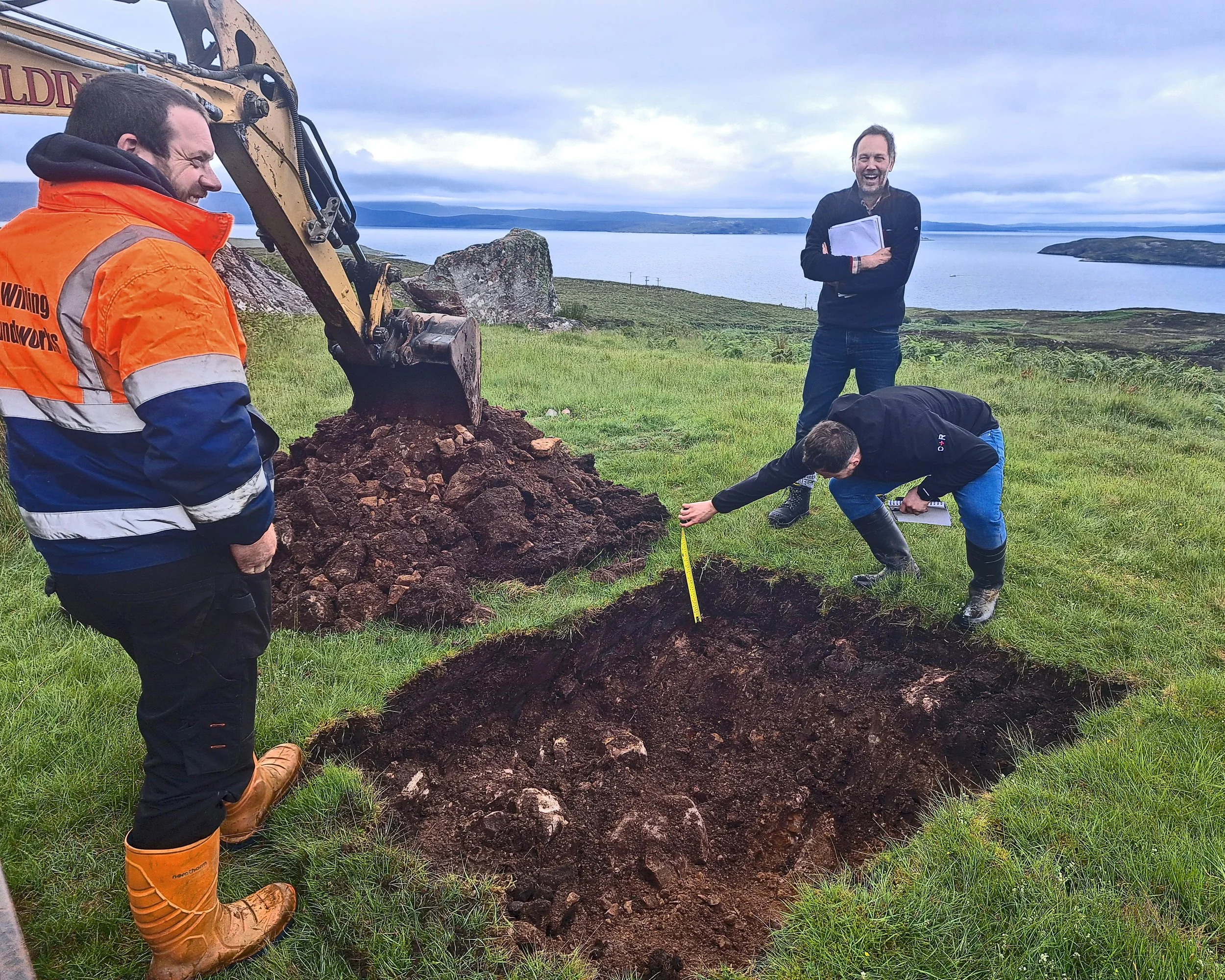 The first dig - start of excavating the An Lorg site at Achavraie.