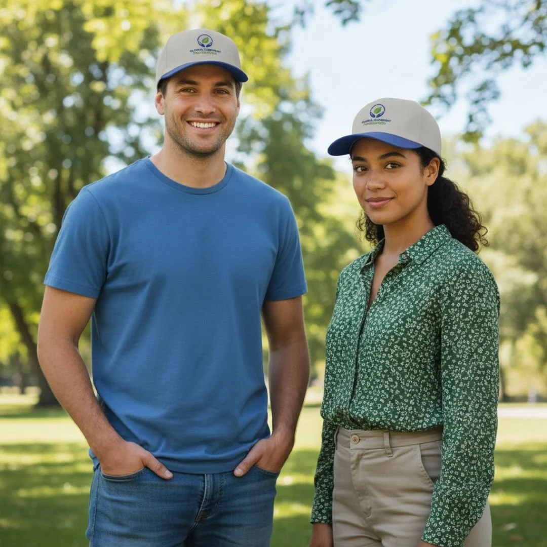 Classic cap with custom embroidery on the front, showcasing a clean, stylish design and high-quality stitching