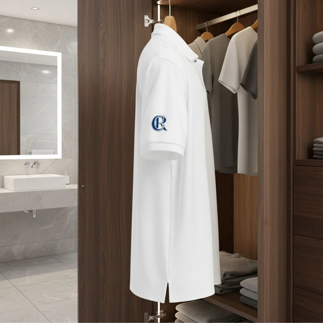 Premium polo shirt with custom embroidery, featuring a refined fit, soft high-quality fabric, and clean detailed stitching for a polished, timeless look