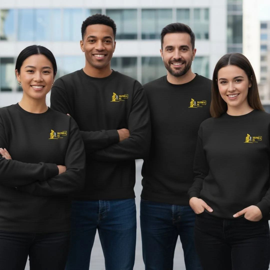 Premium sweatshirt featuring custom embroidery on the chest, highlighting a soft, high-quality fabric with detailed, stylish stitching