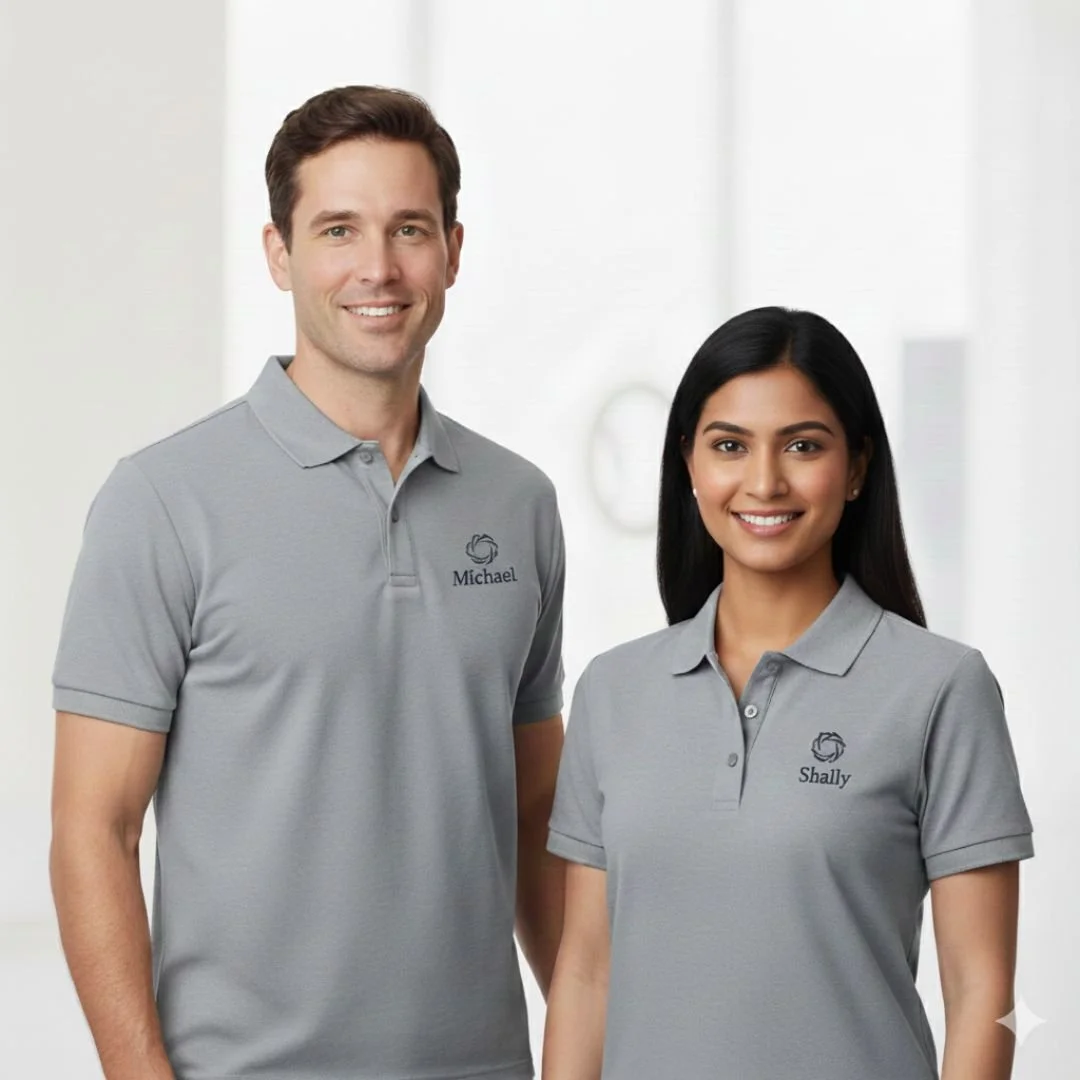 Premium polo shirt with custom embroidery, featuring a refined fit, soft high-quality fabric, and clean detailed stitching for a polished, timeless look