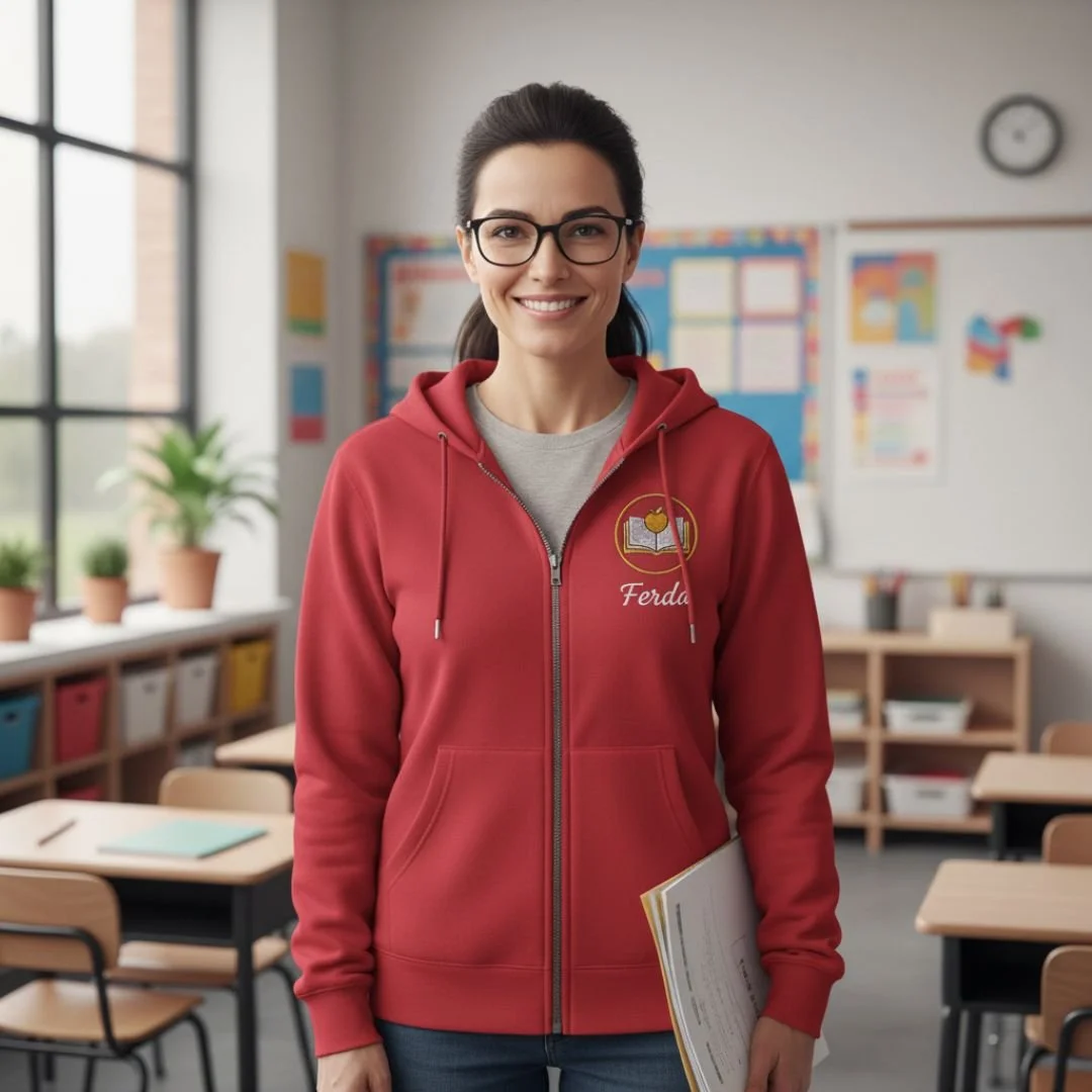 Full zip hoodie with custom embroidery, featuring a comfortable fit, soft premium fabric, and clean detailed stitching for a stylish everyday look