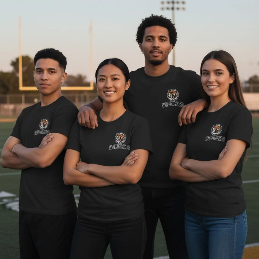 Classic t-shirt with custom embroidery, featuring a comfortable fit, soft breathable fabric, and clean detailed stitching for a timeless everyday style