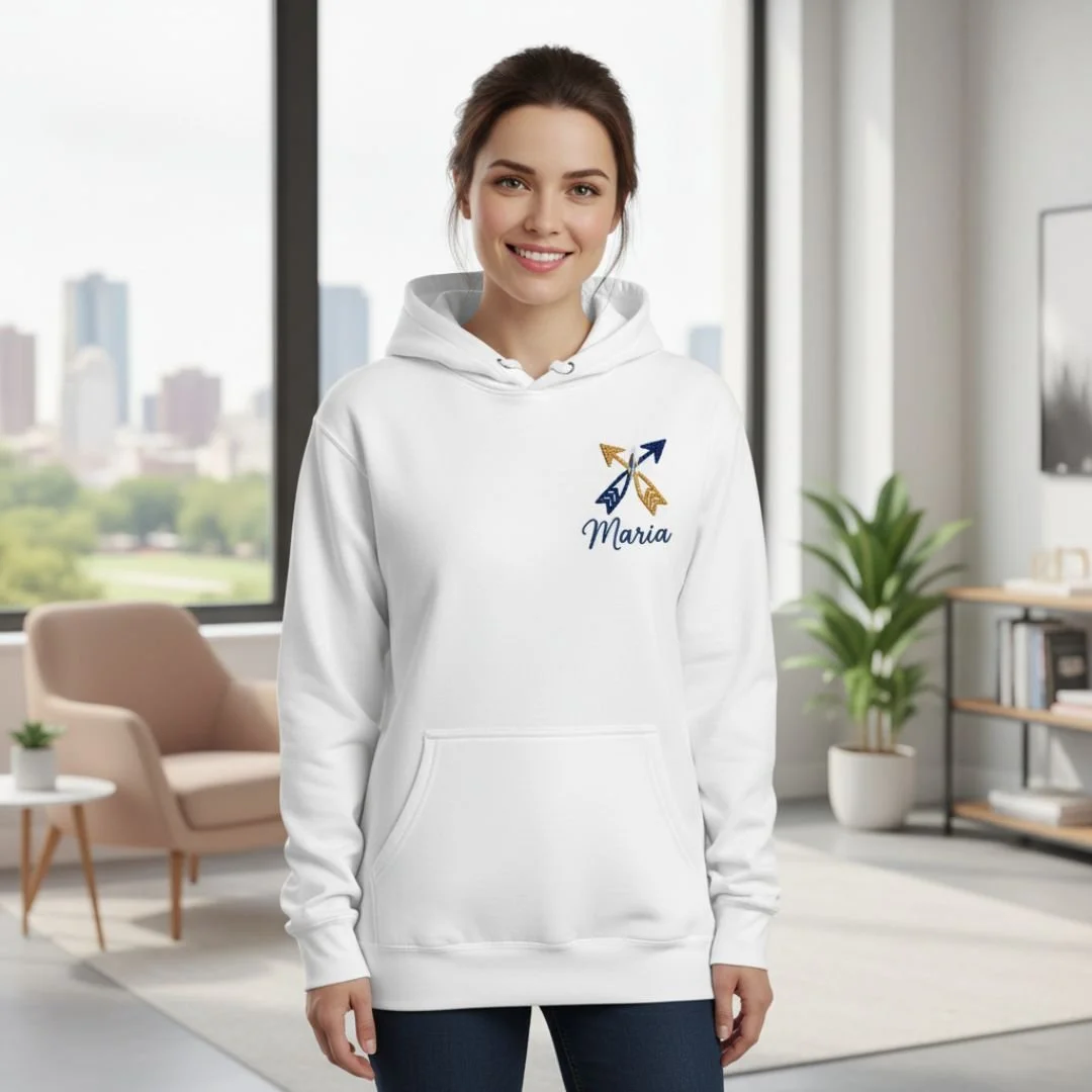 Pullover hoodie with custom embroidery, featuring a cozy fit, soft premium fabric, and clean detailed stitching for a stylish everyday look