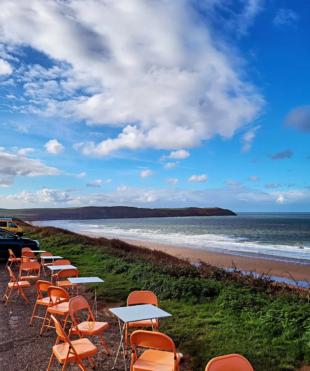 Half term blues
Bright, breezy and beautiful today here in Woolacombe.  Open everyday this week from 9.30 til 4.30.
Mixed bag in the forecast but we always have our cosy upstairs area open for when those pesky showers show up.
Seasonal soup, cake