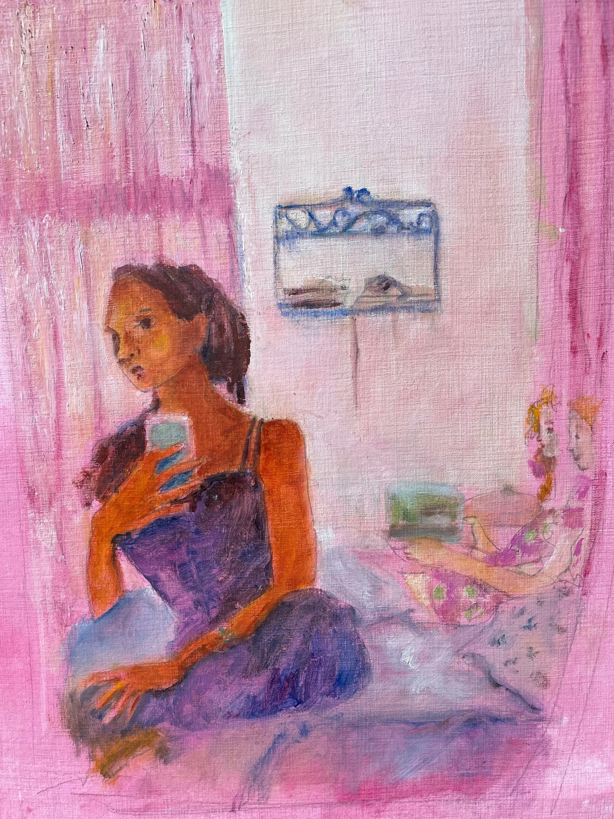 Lumière rosée, 0X30cm, peinture à l'huile sur papier entoilé, 3 2023
