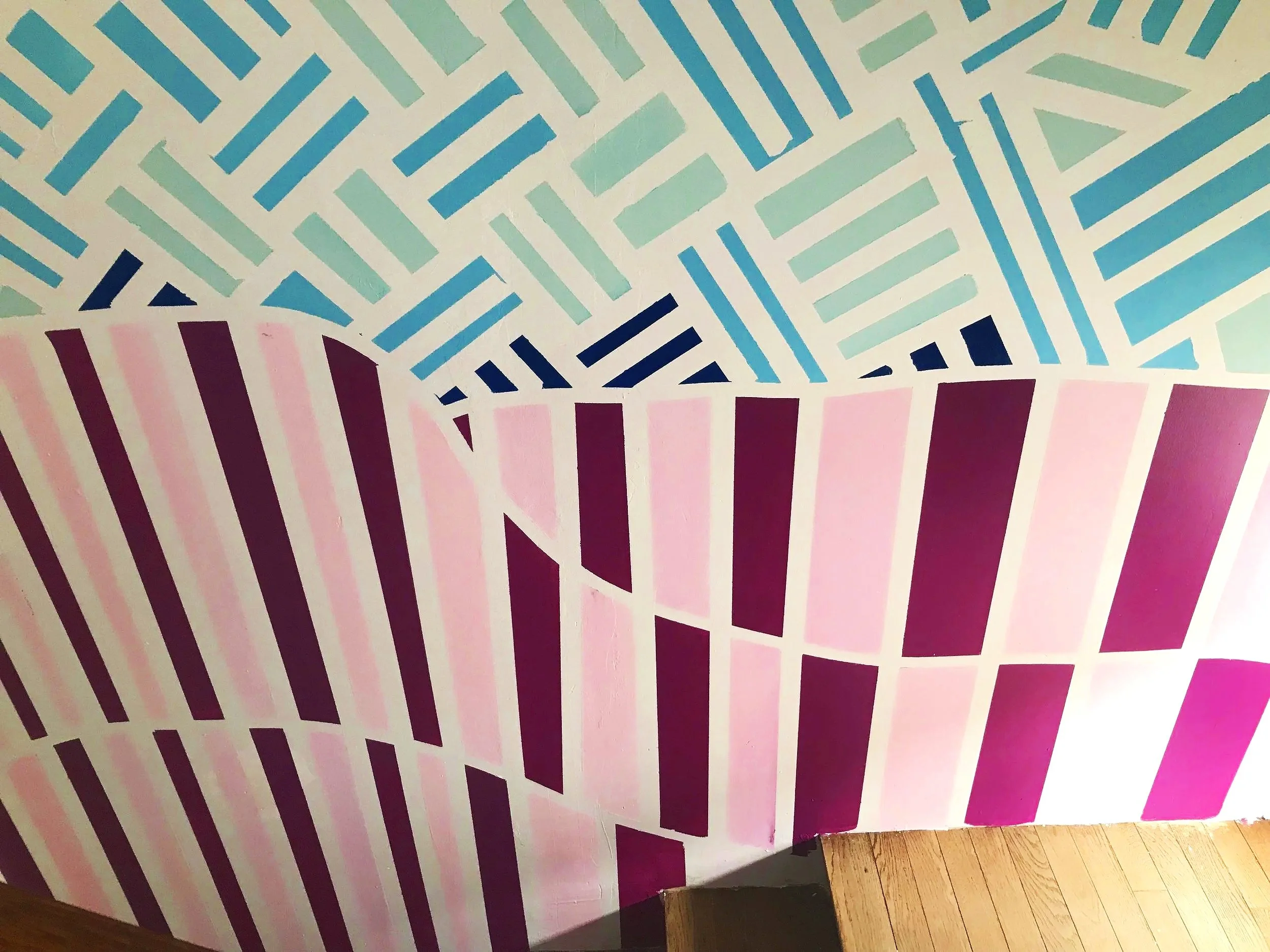 Fresque mural, contexte escalier (détail), Comb la ville, 2023