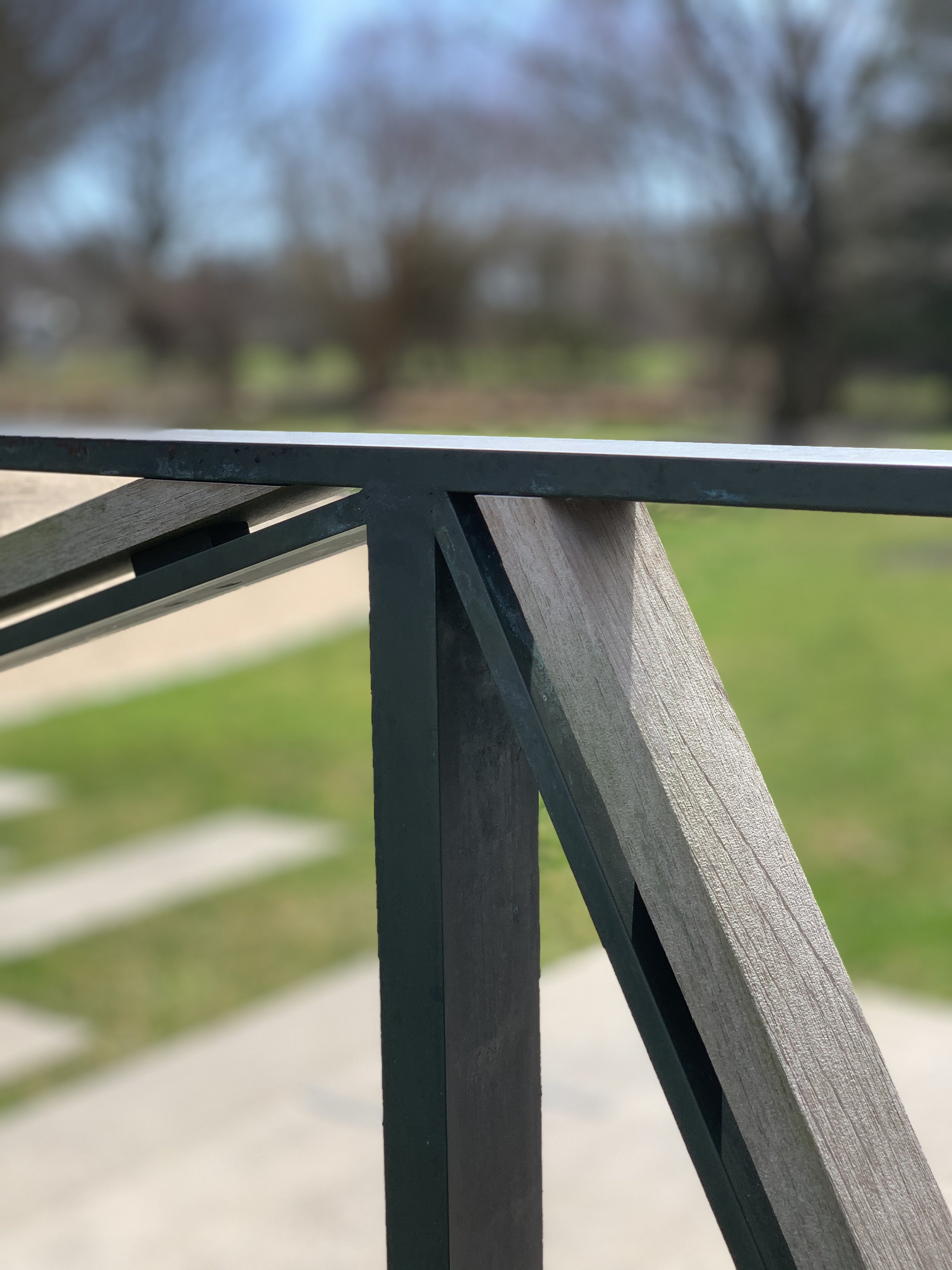 "Origin", steel and mahogany, 2014