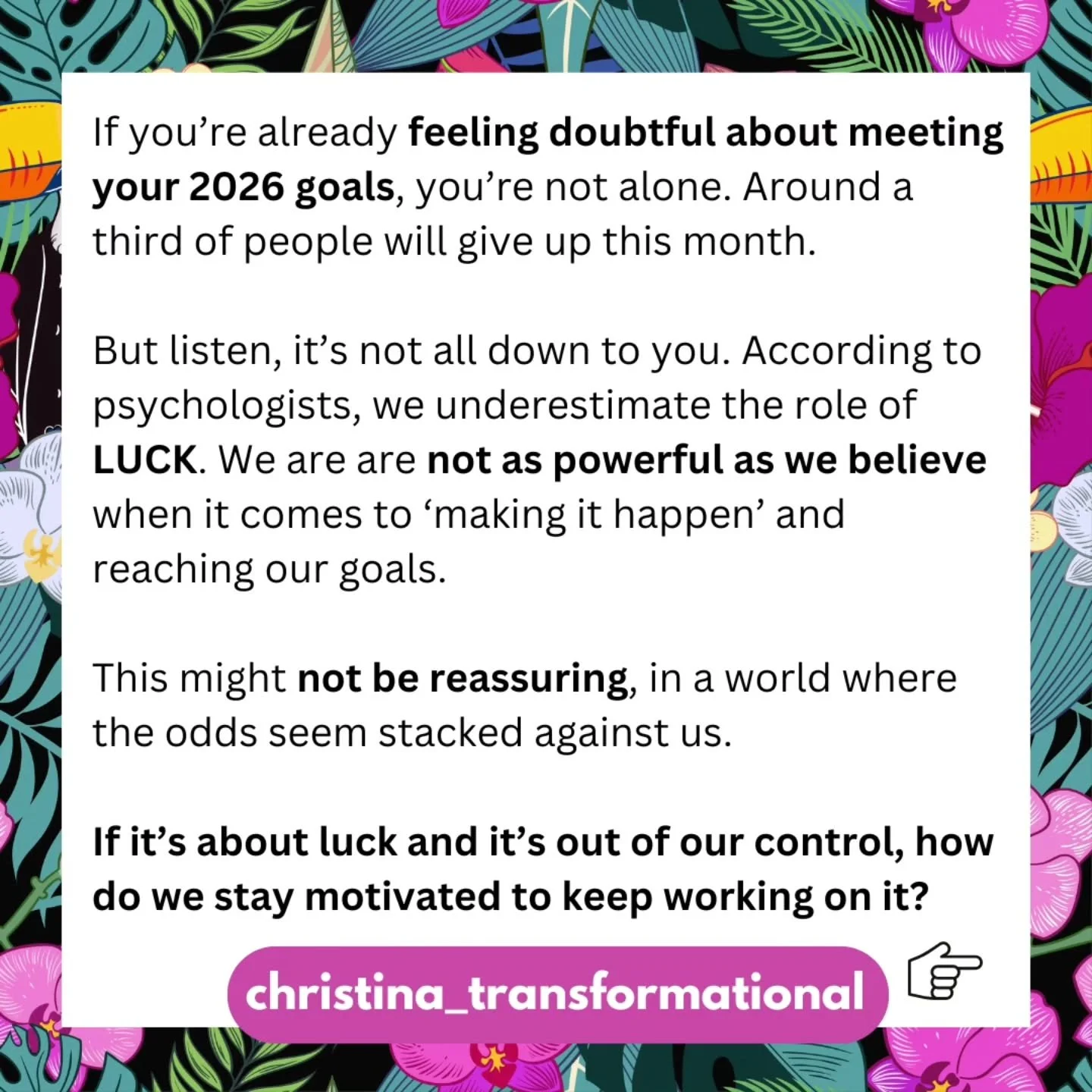 Can you learn to sit in that place between trying to influence what you can, and accepting that outcomes are never fully within our control?

The role of luck can feel uncomfortably random - no wonder we over-estimate our ability to predict and contr