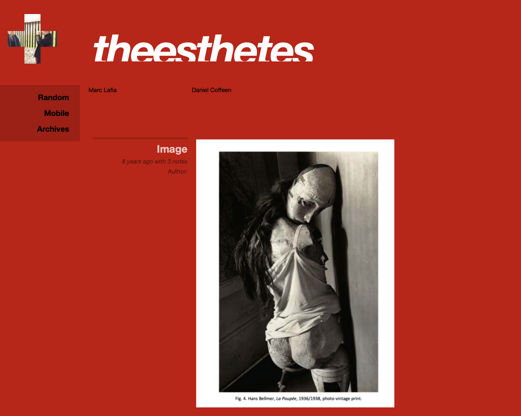 Black and white photo of a sculpture resembling a woman with long dark hair, wearing a loose dress, sitting on a stool with her back to the camera, looking over her shoulder, against a plain wall.