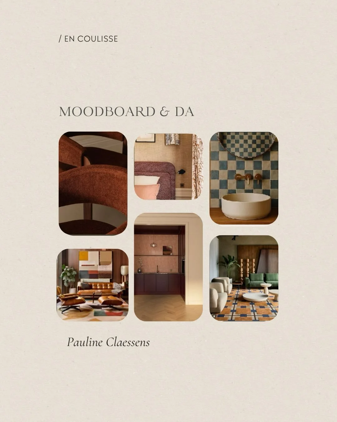 ✦ DIRECTION ARTISTIQUE - Identit&eacute; Visuelle @pauline.claessens ✦

Cette semaine, je vous emm&egrave;ne dans l&rsquo;univers de Pauline ✦
Architecte d&rsquo;int&eacute;rieur &agrave; l&rsquo;esth&eacute;tique sensible, r&eacute;tro-moderne&helli