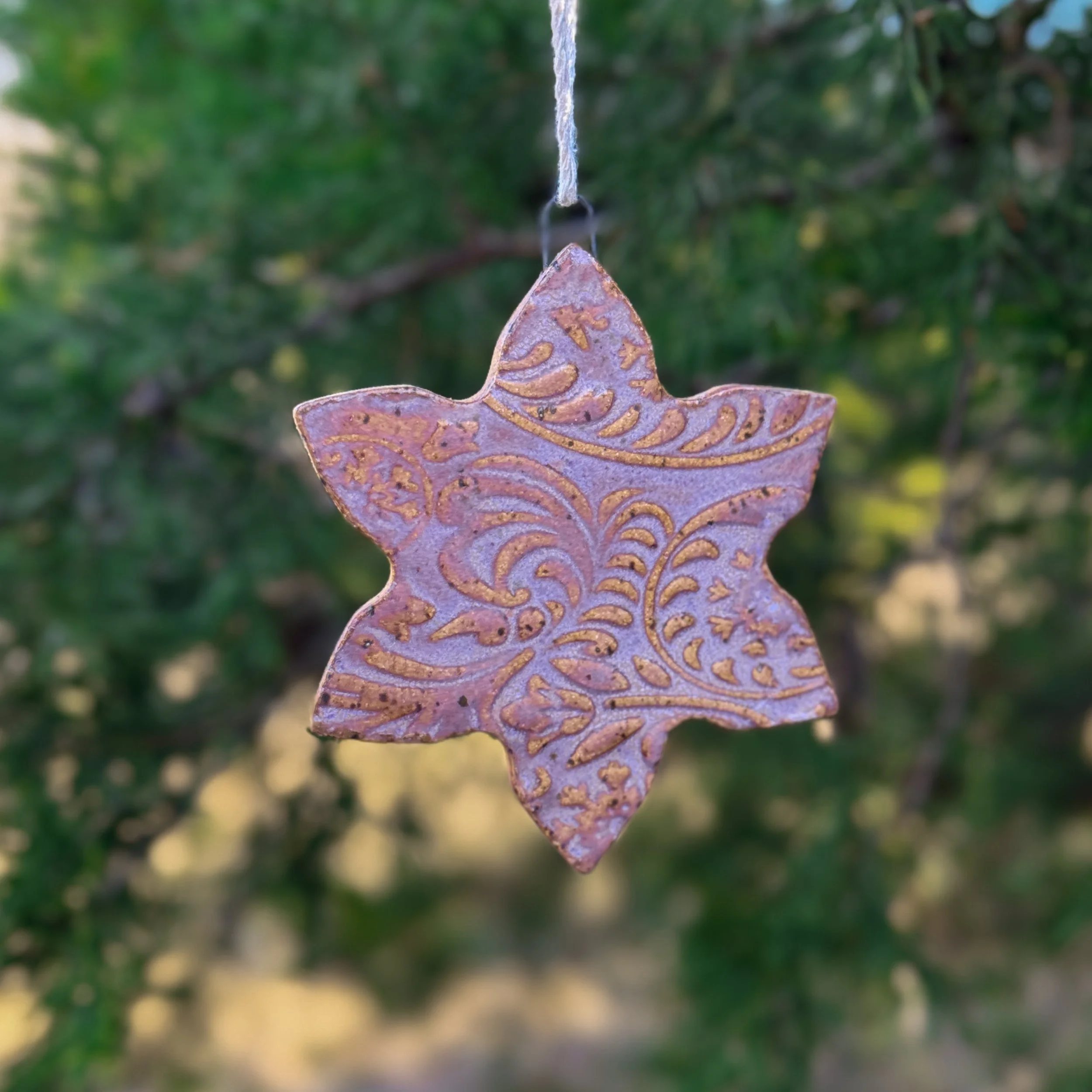 Purple Ceramic Snowflake Ornament
