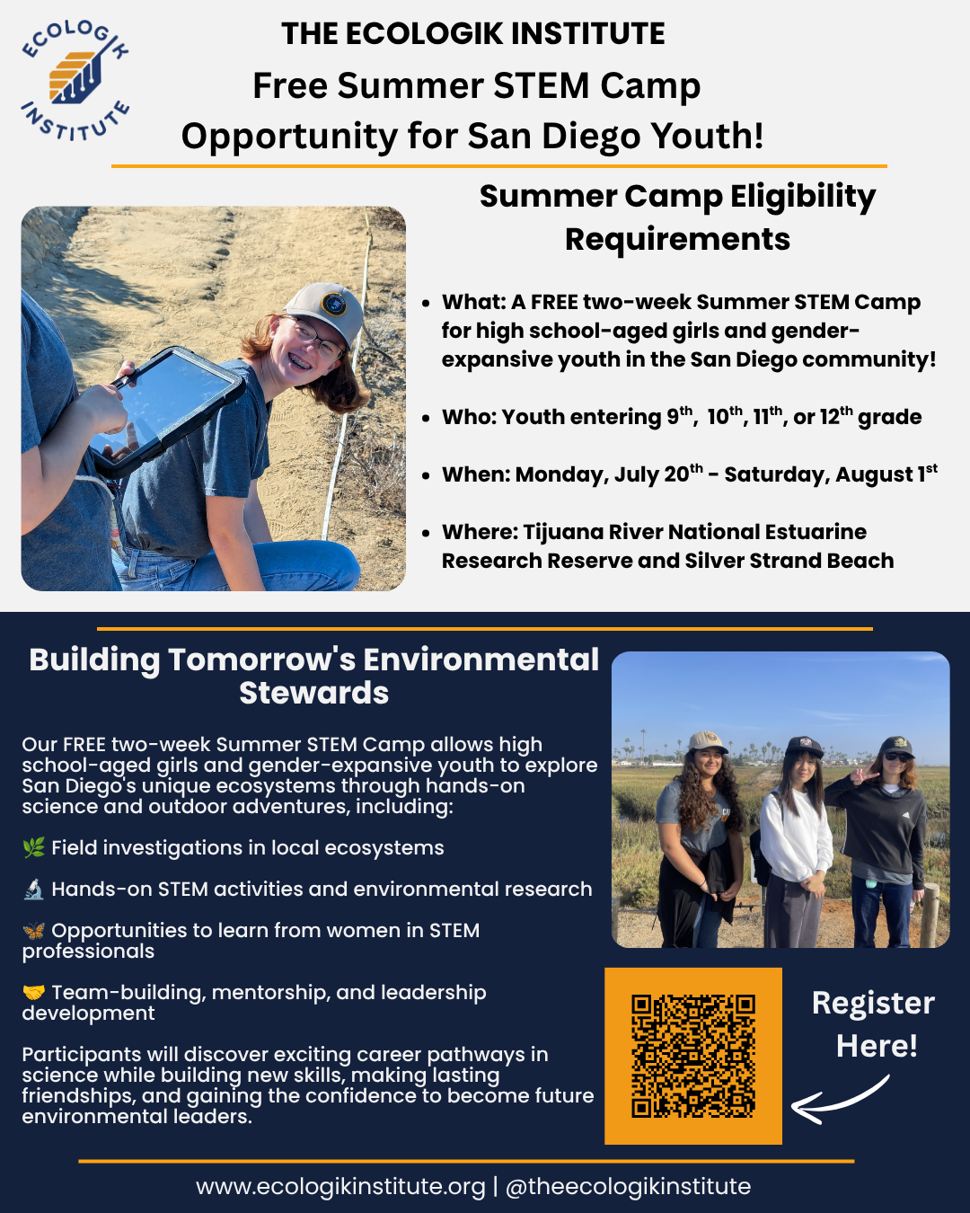 The EcoLogik Institute: Free Summer STEM Camp Opportunity for San Diego Youth!
