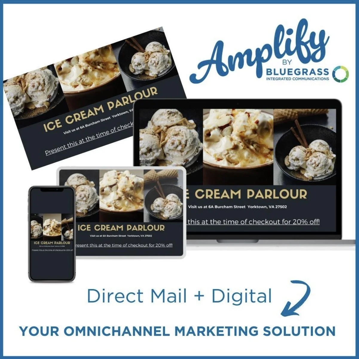 four graphic examples for an ice cream parlour marketing plan