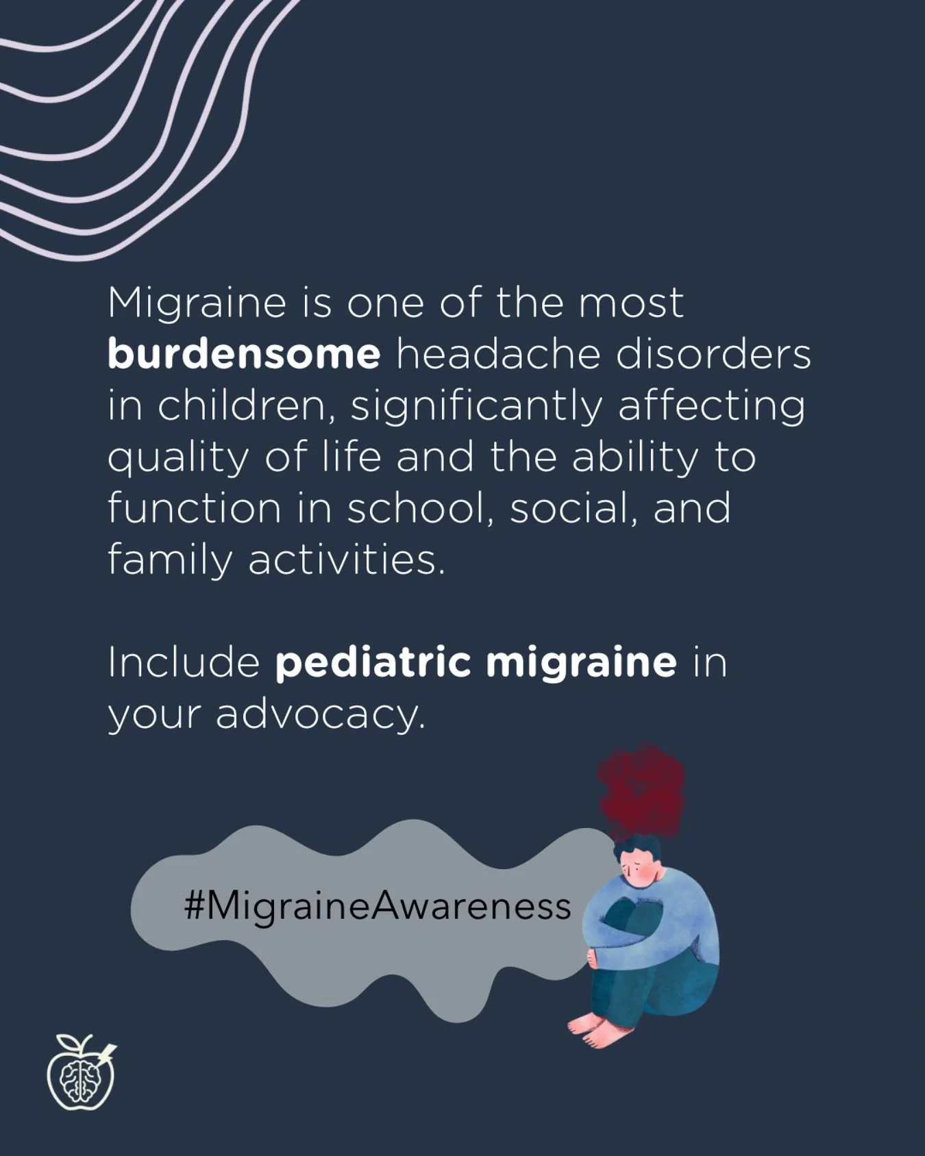 Children with migraine often miss out on school, friendships, and family moments because of migraine.

Let&rsquo;s make sure pediatric migraine is part of every advocacy conversation during this #MigraineAwarenessWeek! 

#migraineawareness #pediatric