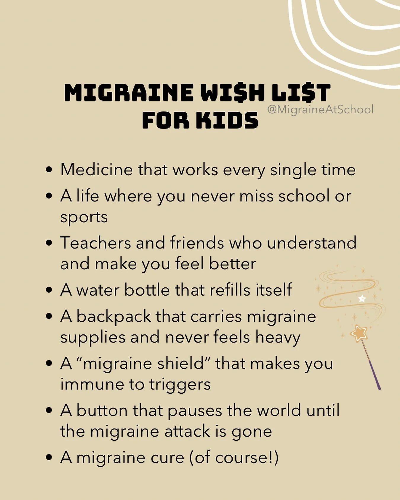 💬 Ask your child what they would add to their Migraine wish list. Let&rsquo;s see their creativity!

#migraine #chronicmigraine #migraineawareness #migrainelife #pediatricmigraine #pediatricneurology