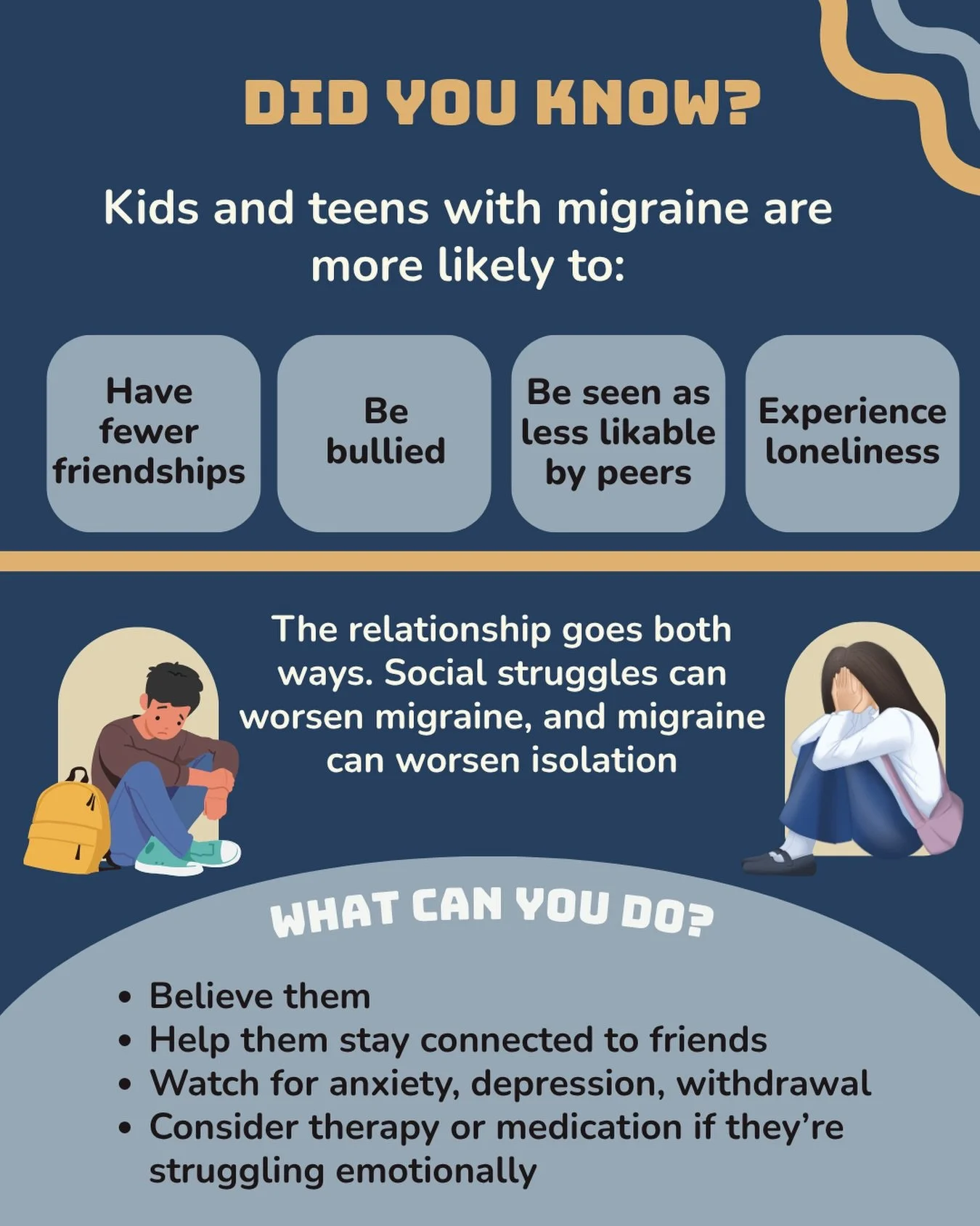 No parent wants to hear their child feels left out, lonely, or misunderstood because of migraine.

But many kids are carrying that pain silently.

Has your child ever opened up about feeling isolated?

#MigraineAwareness #Migraine #pediatricmigraine