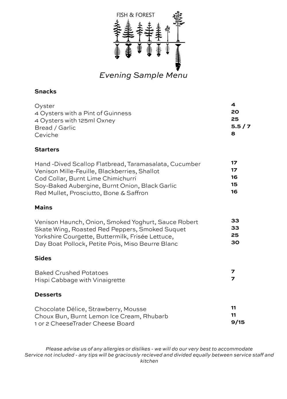 Evening — Fish & Forest Restaurant
