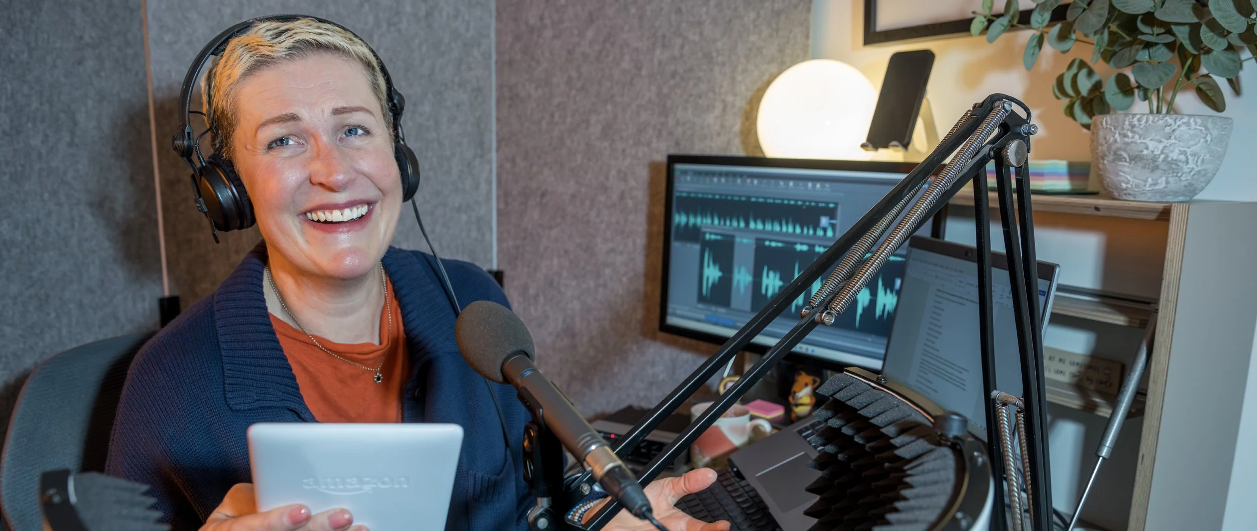 In a recording studio creating a range of voices