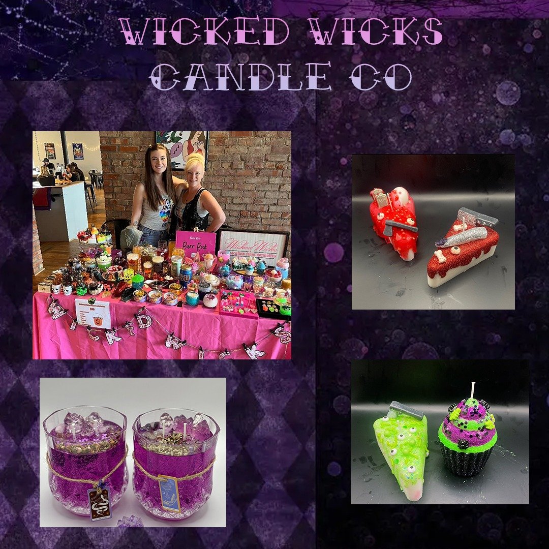 Alternative Alley 2 Vendor spotlight #8! 

We are so excited to welcome @wicked_wicks_candleco to our event!

Wicked Wicks Candle co. is a female owned candle shop specializing in whimsical and witchy designs. Perfect for the spooky girl with a sweet