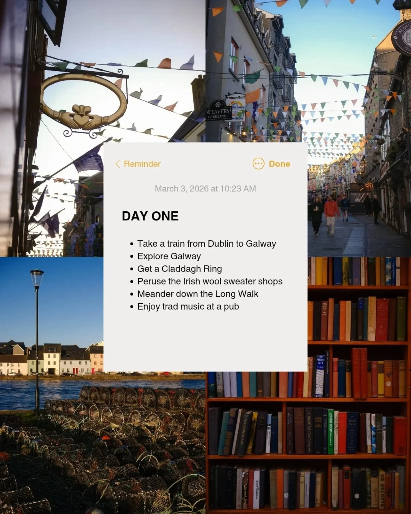 My 7-day Ireland Itinerary ☘️

When a flight deal lands in your inbox, sometimes you gotta jump on it. So New Year's Day I bought a cheap flight to Ireland and came up with a rough idea of where to go and what to see. The tricky factors: I didn't wan