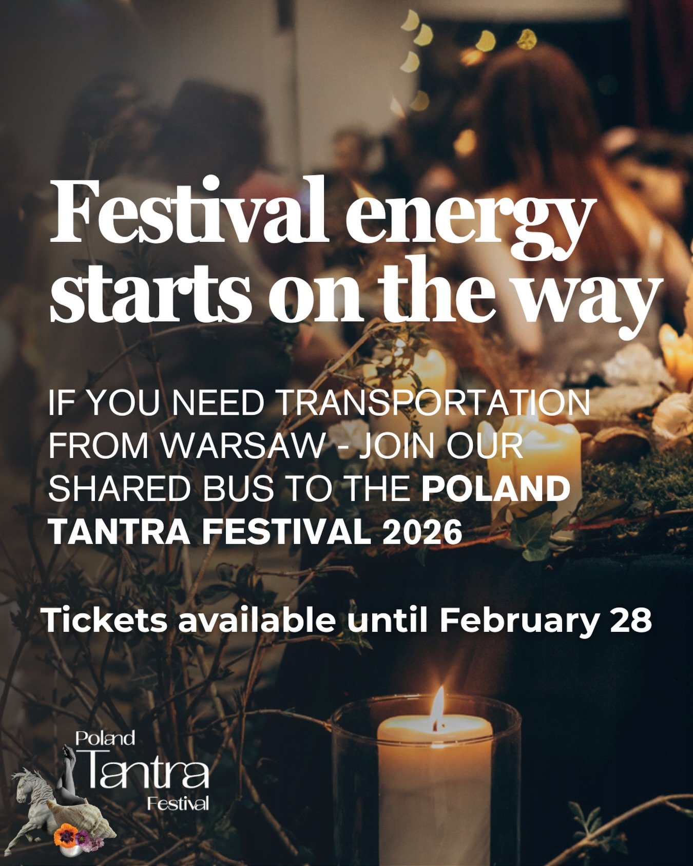 Traveling to Poland Tantra Festival from abroad or another city? 🧳

For those arriving in Warsaw, we&rsquo;re organizing a shared bus transfer from Warsaw directly to the festival venue. 🚐🏰

It&rsquo;s a simple and comfortable way to reach Jan&oac