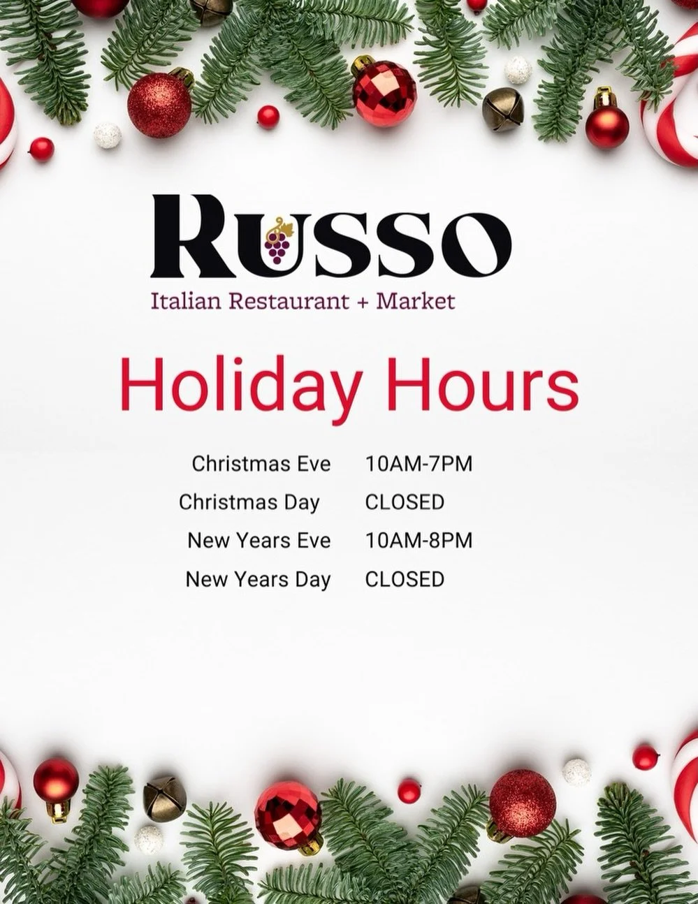 Our Holiday Hours🎅🏻