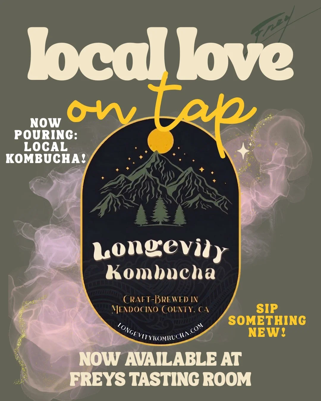 Something new is on tap! 🌿✨

We're excited to now offer Longevity Kombucha, handcrafted right here in Mendocino County!

Whether you're the designated driver, taking a break from wine, or simply love a refreshing, locally made kombucha, we've got so