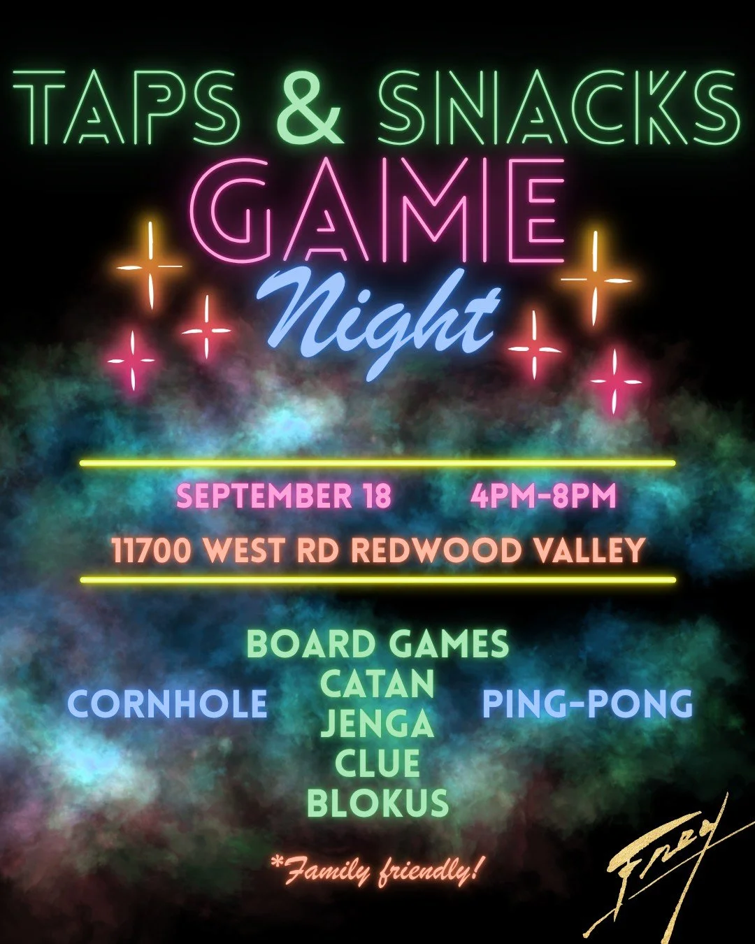 Join us for Taps &amp; Snacks-Game Night, an evening of friendly competition, great wine, and good vibes! Challenge your friends and family to board games, ping pong, foosball, and more &mdash; we have plenty of games to keep everyone entertained!

T