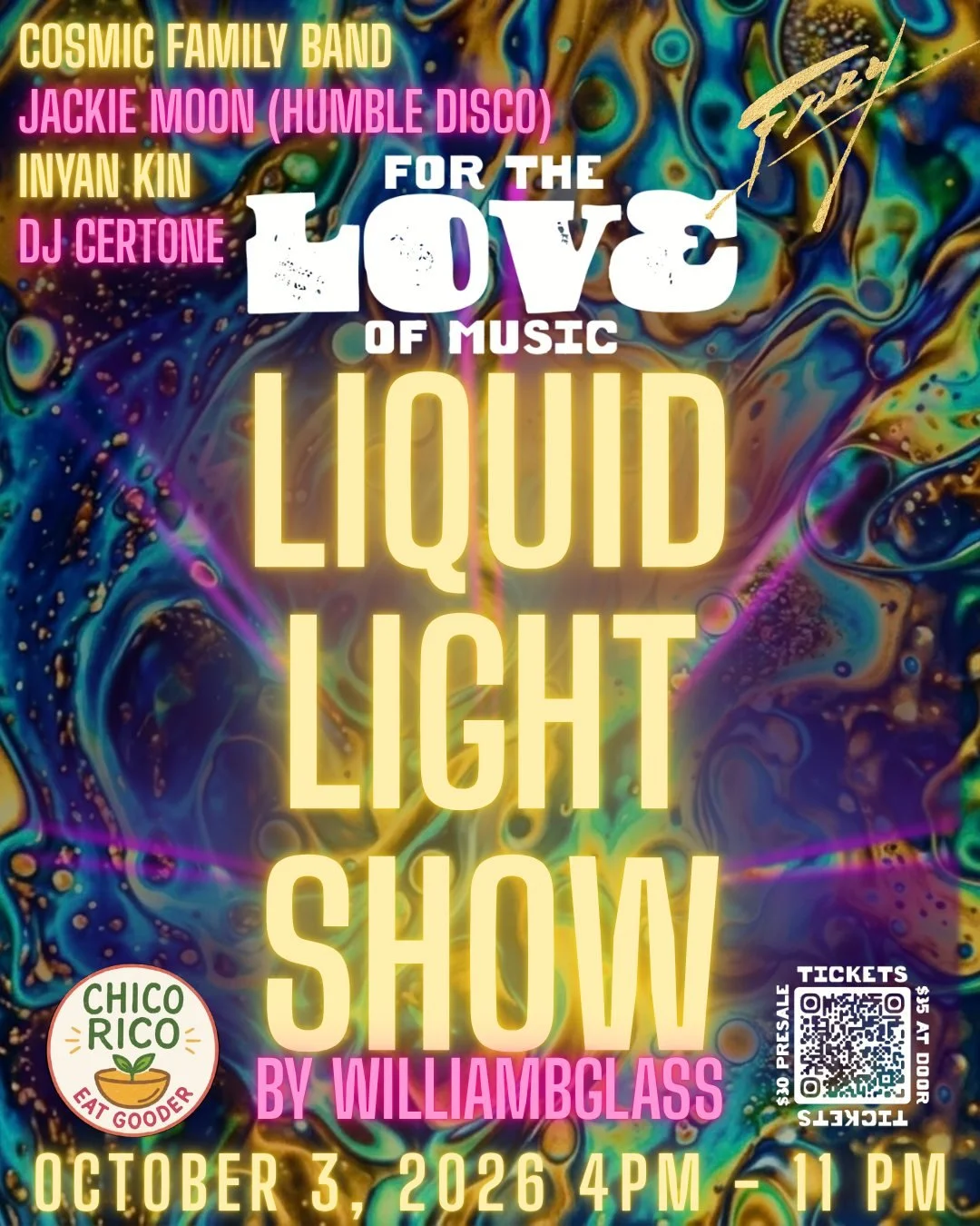 An Evening Under the Stars at Frey Vineyards!

Join us at Frey Vineyards for an evening of music, dancing, and community under the stars.
LIQUID LIGHT SHOW by WilliamBGlass!!!

Maria of Chico Rico will be serving up tasty treats!

Come celebrate with
