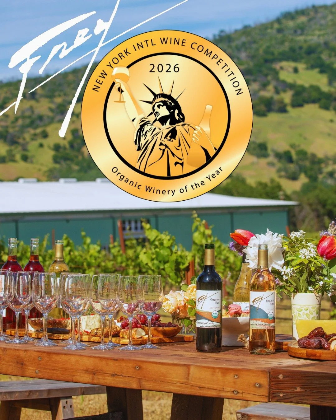 We&rsquo;re pretty happy about this one!

Frey Vineyards has been named Organic Winery of the Year at the New York International Wine Competition 2026 &mdash; for the second year in a row!

Organic and biodynamic farming has been at the heart of Frey