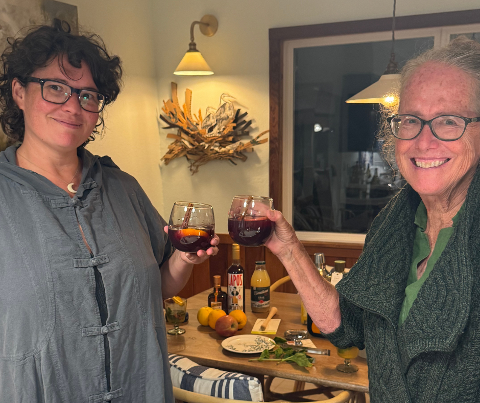 The Best Mulled Wine Cheers with Katrina and Molly Frey enjoying the best mulled wine recipe in glasses