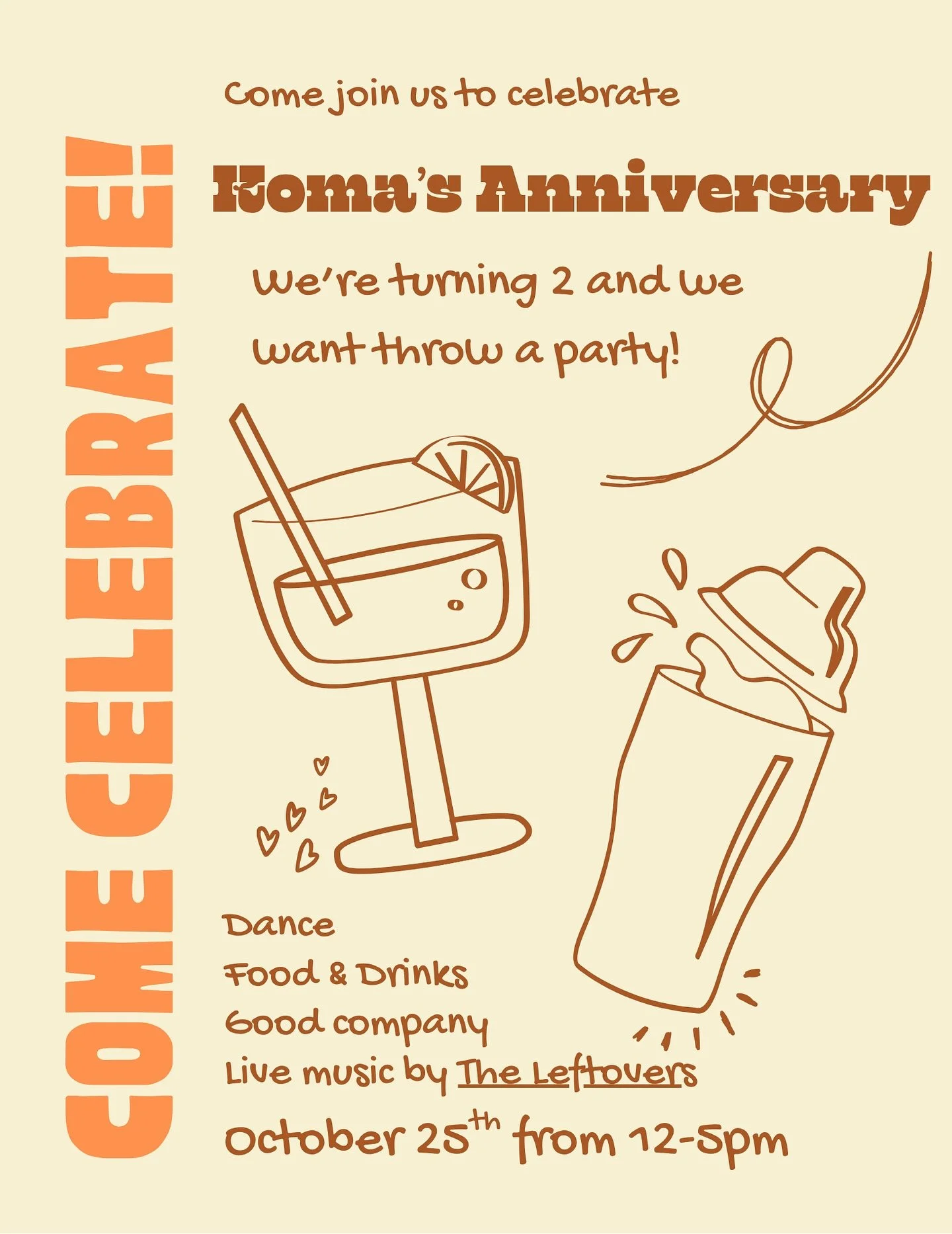 🎈 We are turning 2 today 🎈 

12-5 come through for delicious food and drinks!

The @theleftoversannapolis will be playing live from 1-4pm

Come have some fun!

* we will be closing at 6pm for a private event *