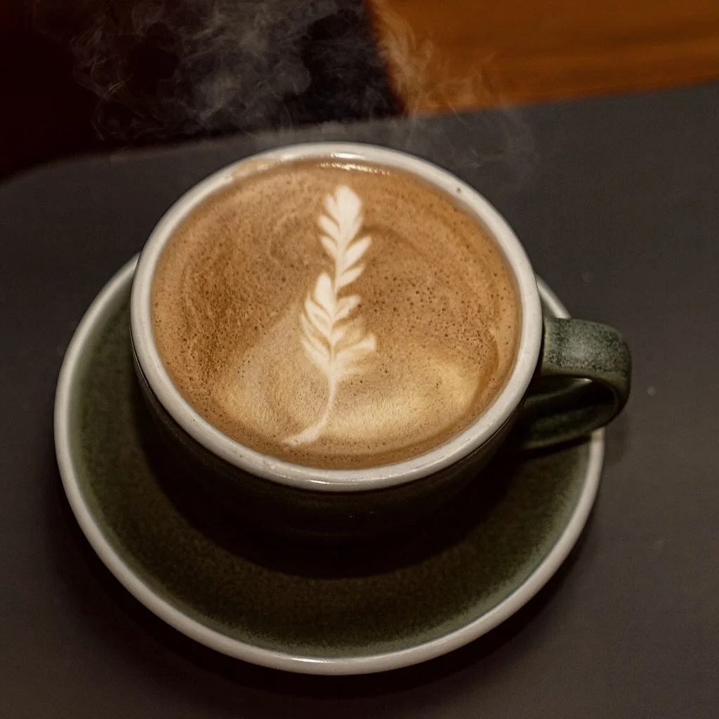 Wake up with a Ube Latte from Koma! We have breakfast sandwiches and pastries too! We are OPEN!