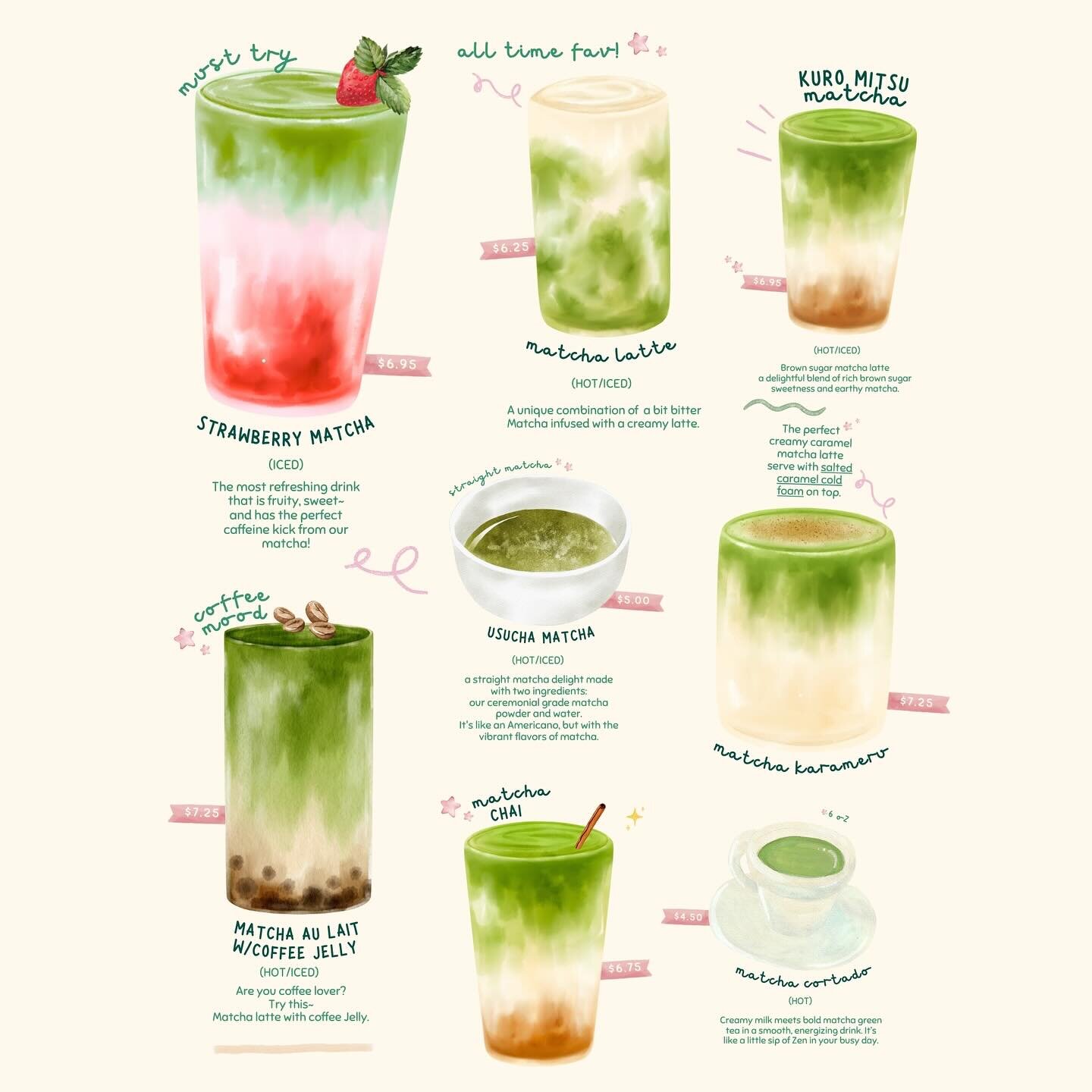A lil update on our menu, Happy valentine&rsquo;s week, we love you so matcha 💗🫶🏽🍵