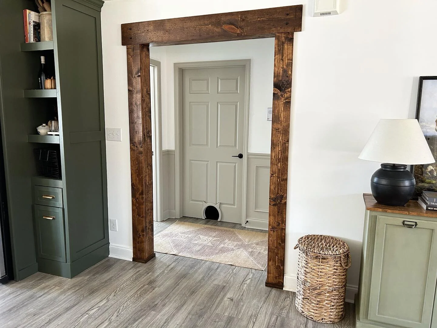 This was a weird little blank hallway and now it&rsquo;s one of my favorite features. A little wood, trim, and paint can make a huge difference. Hopefully the new art will arrive soon- can&rsquo;t wait to see it finished. So many ways to add personal