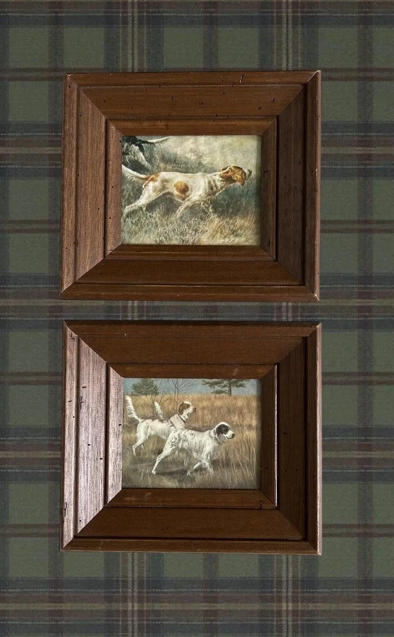 Pair of Vintage Hunting Dog Framed Art