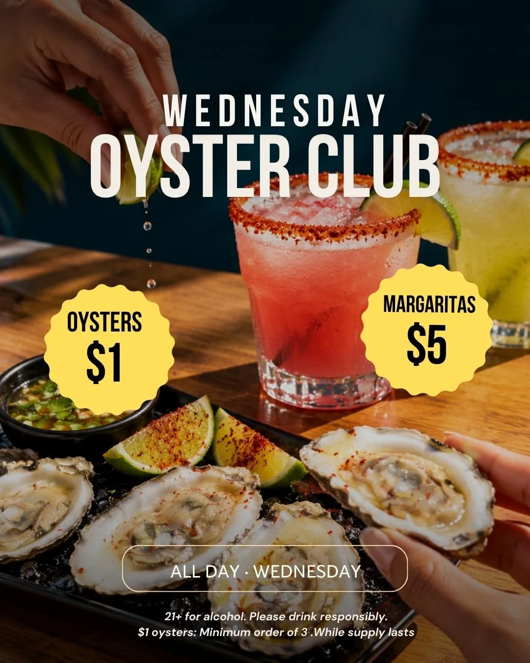 $1 oysters + $5 margs