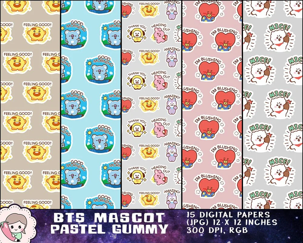 BTS Sticker Printables, BTS Digital Sticker Bundle PNG, BTS Cute Art, BTS Digital Download, BTS Clipart, Cute Bangtan Design. Print on items such as tickers, shirts, tumblers, gifts and more