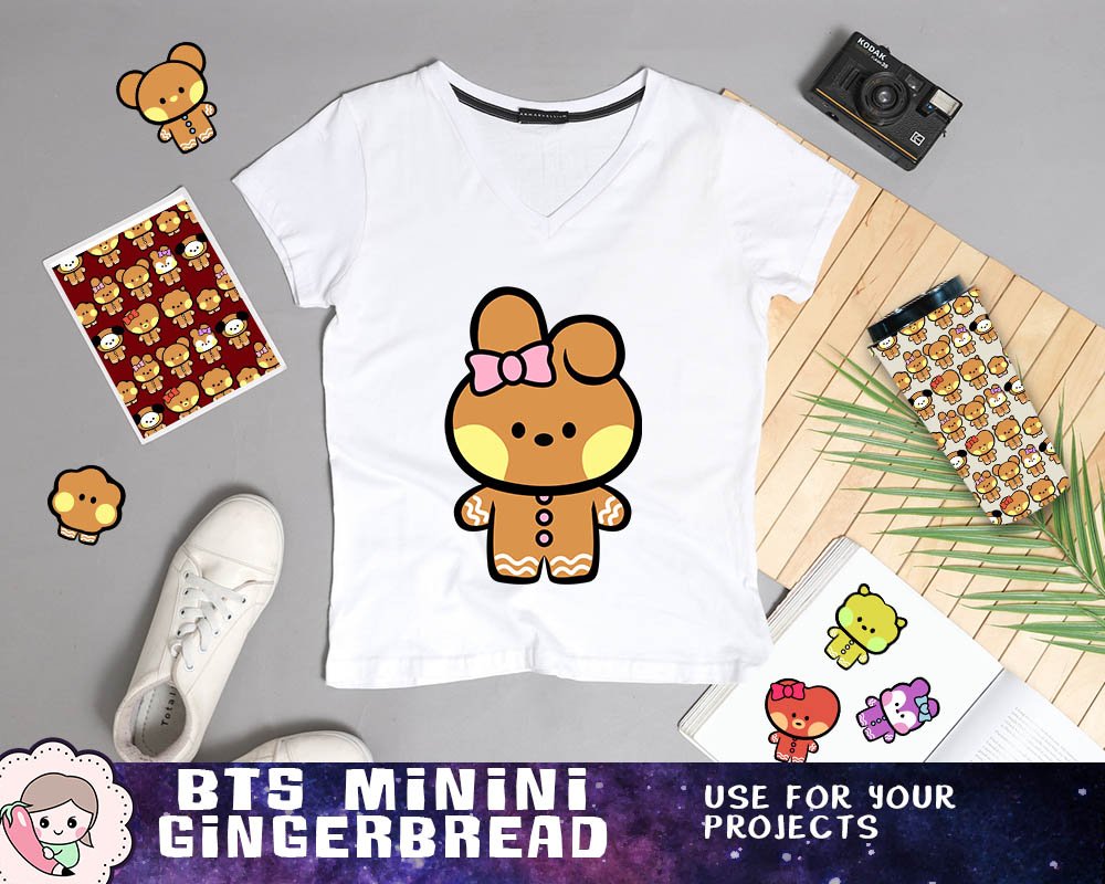 BTS Minini Christmas Printables, Bangtan Christmas Clipart, Gingerbread Art, Holiday Candy Designs, Instant Download. Print on shirt, mug, gift, stationery
