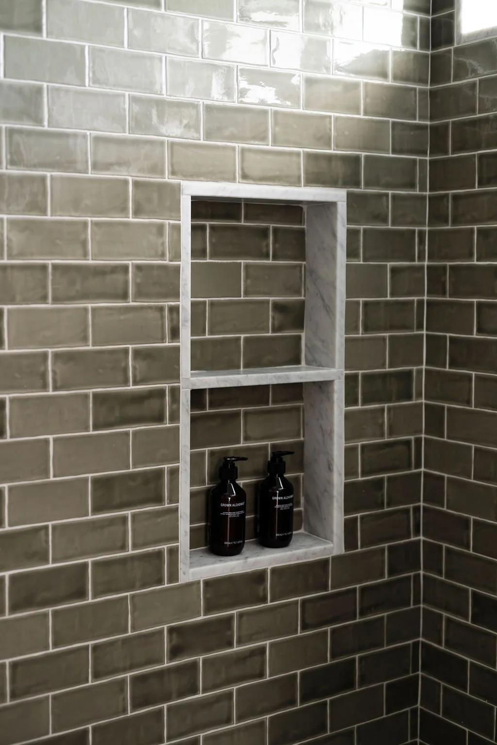 Marble Niche Shower. Primary Bathroom Remodel South Austin by Iris & Ivy Interiors.