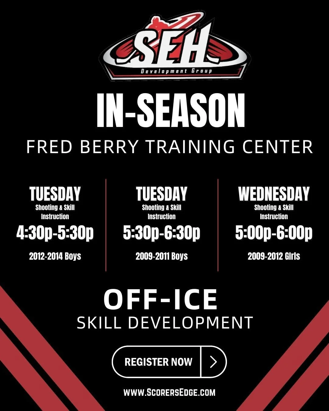 Gear up for a game-changing opportunity in the 2023-2024 season at Fred Berry's Training Center! 

Click link in bio to register today!

Our specialized off-ice program focuses on enhancing your shooting and stick handling skills. With the exclusive 