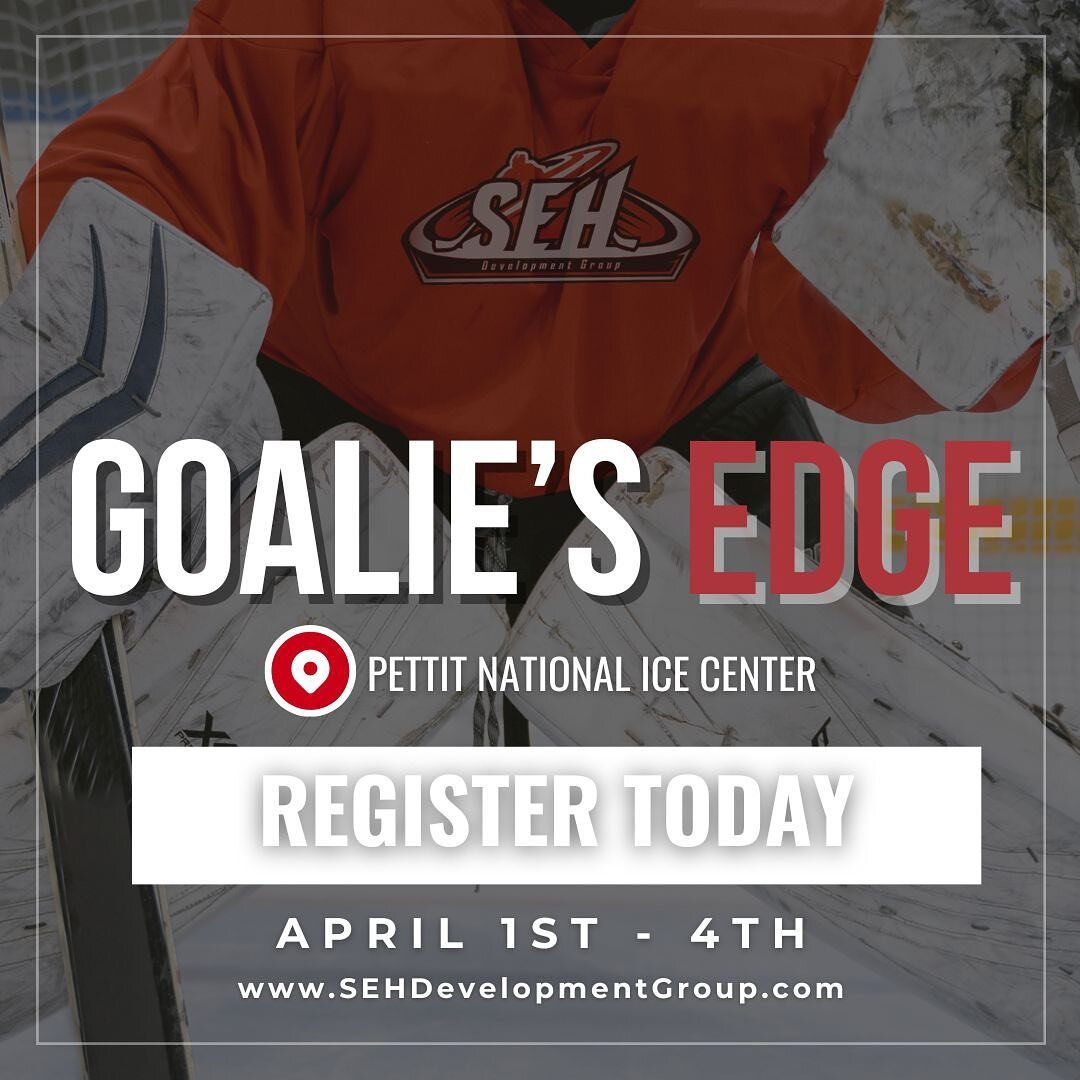 SPRING DEVELOPMENT: Goalie&rsquo;s Edge
A few more spots available for this Spring&rsquo;s Goalie Clinics (April 1-4). Register today to claim your spot. #Goalies #Hockey #GoalieClinics #BigSaves
